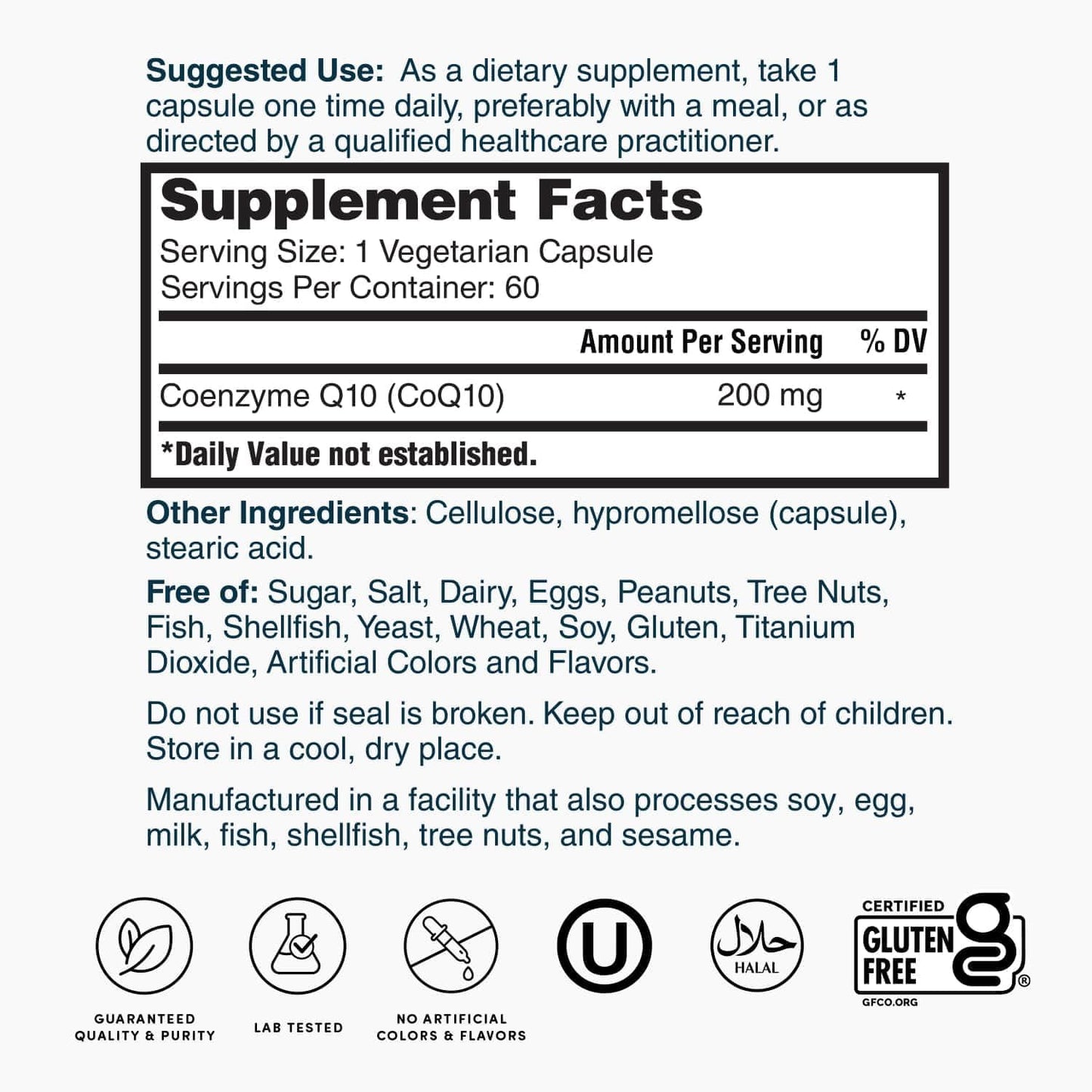 200mg Nature's Lab CoQ10 Supplement for Heart, Nerve, and Muscle Health - 60 Count (2 Months)