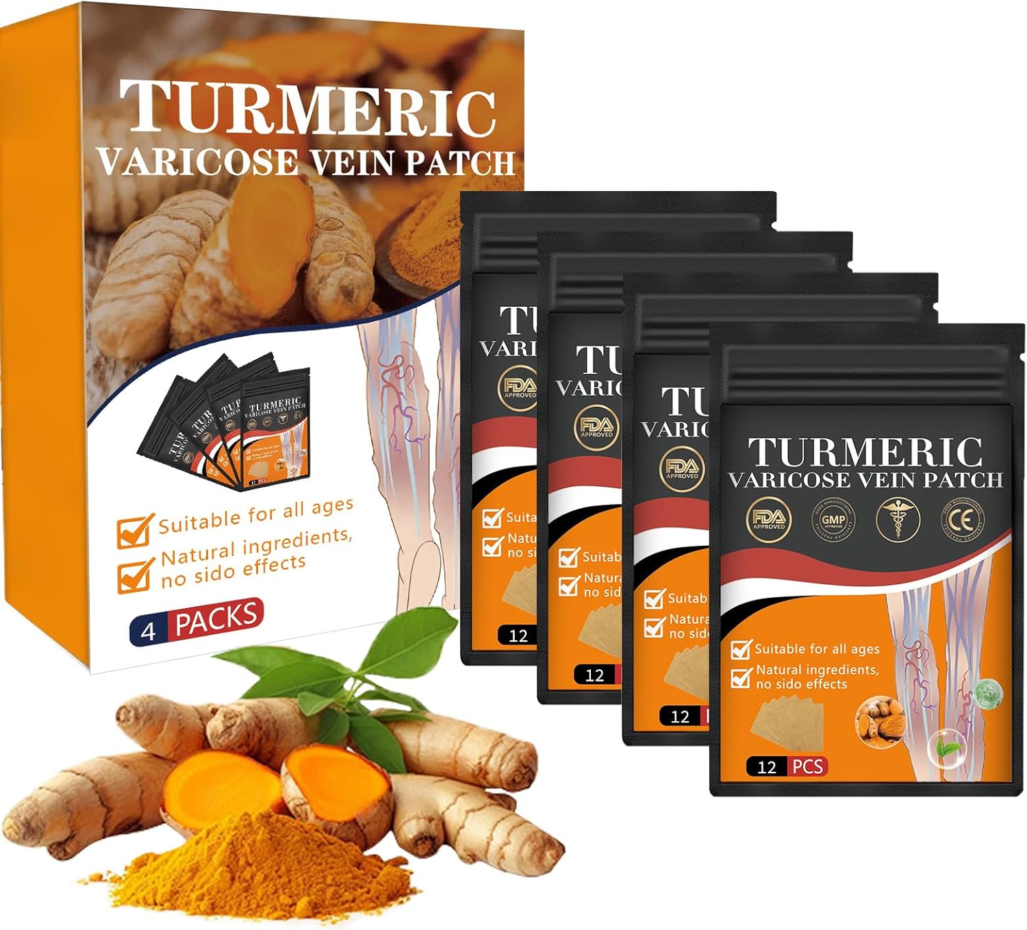 2024 New Turmeric Vein Patches for Varicose Veins Relief in Legs - ZRW 1 Box Furzero Patch