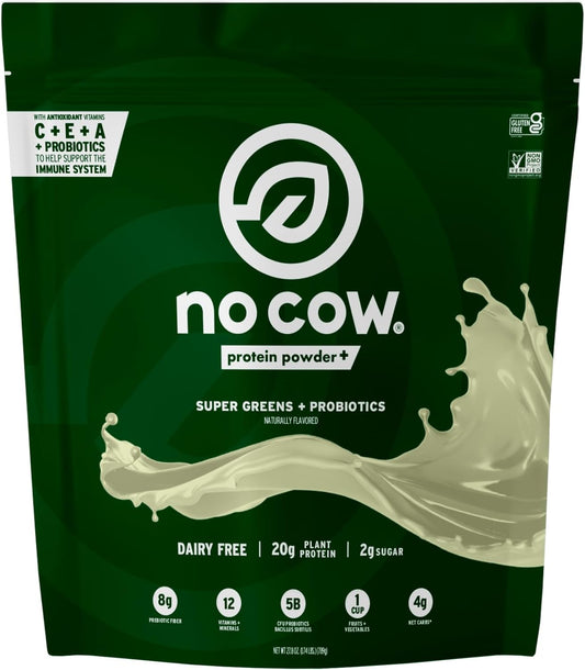 20g Plant-Based Protein Powder with 9 Essential Amino Acids, Super Greens, and Probiotics - Ideal for a Healthy Breakfast Start