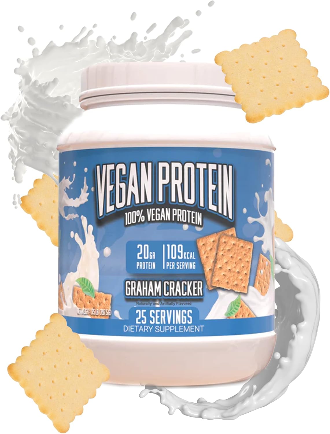 20g Vegan Protein Powder, Gluten Free & Non-GMO - Graham Cracker Flavor - Plant-Based Protein Supplement with Superior Benefits