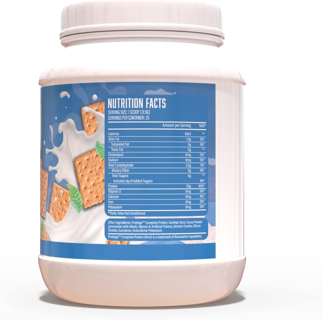 20g Vegan Protein Powder, Gluten Free & Non-GMO - Graham Cracker Flavor - Plant-Based Protein Supplement with Superior Benefits