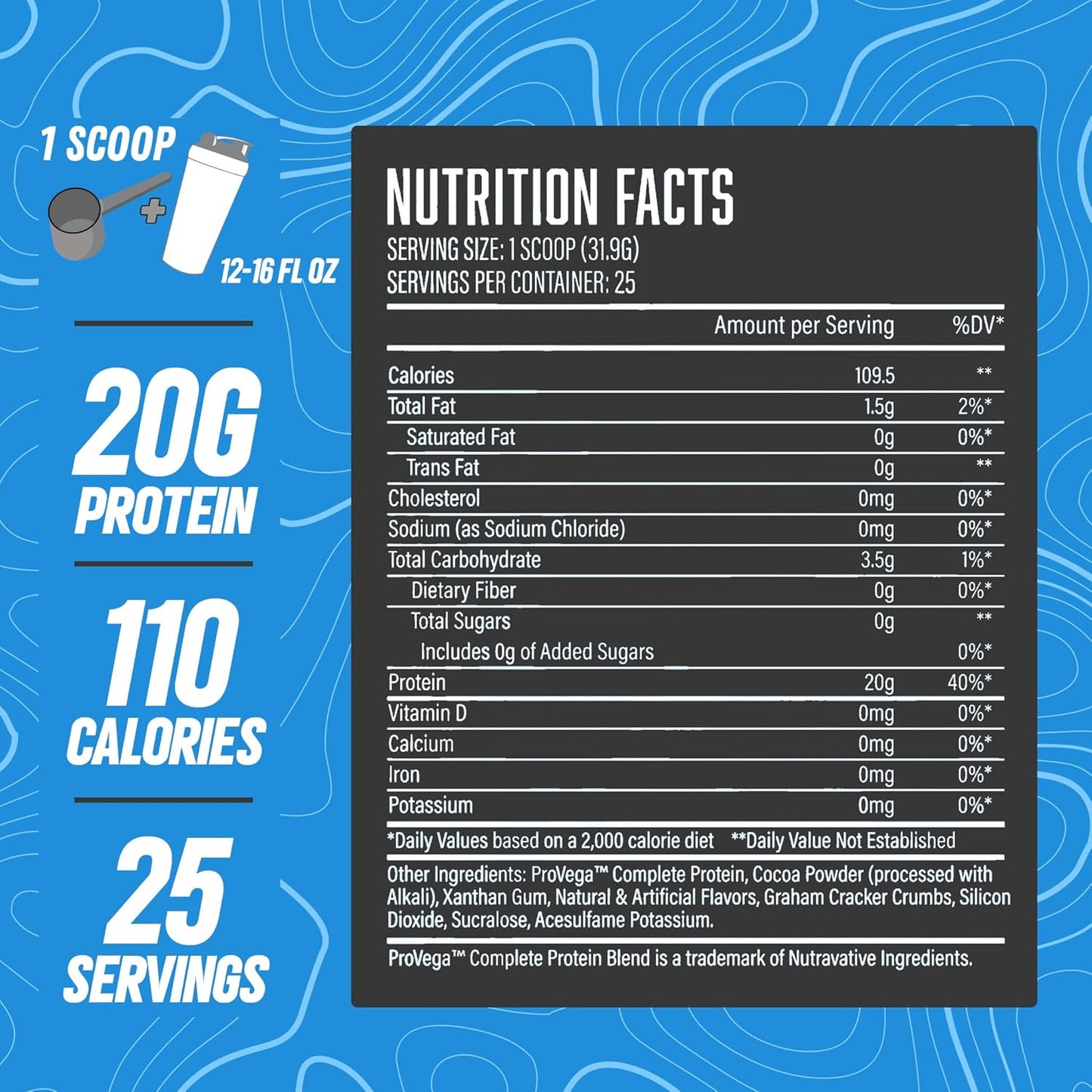 20g Vegan Protein Powder, Gluten Free & Non-GMO - Graham Cracker Flavor - Plant-Based Protein Supplement with Superior Benefits