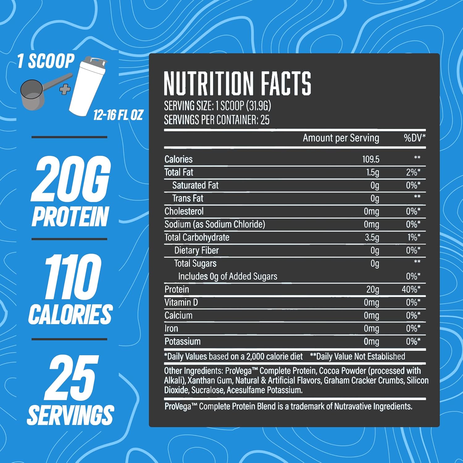 20g Vegan Protein Powder, Gluten Free & Non-GMO - Graham Cracker Flavor - Plant-Based Protein Supplement with Superior Benefits