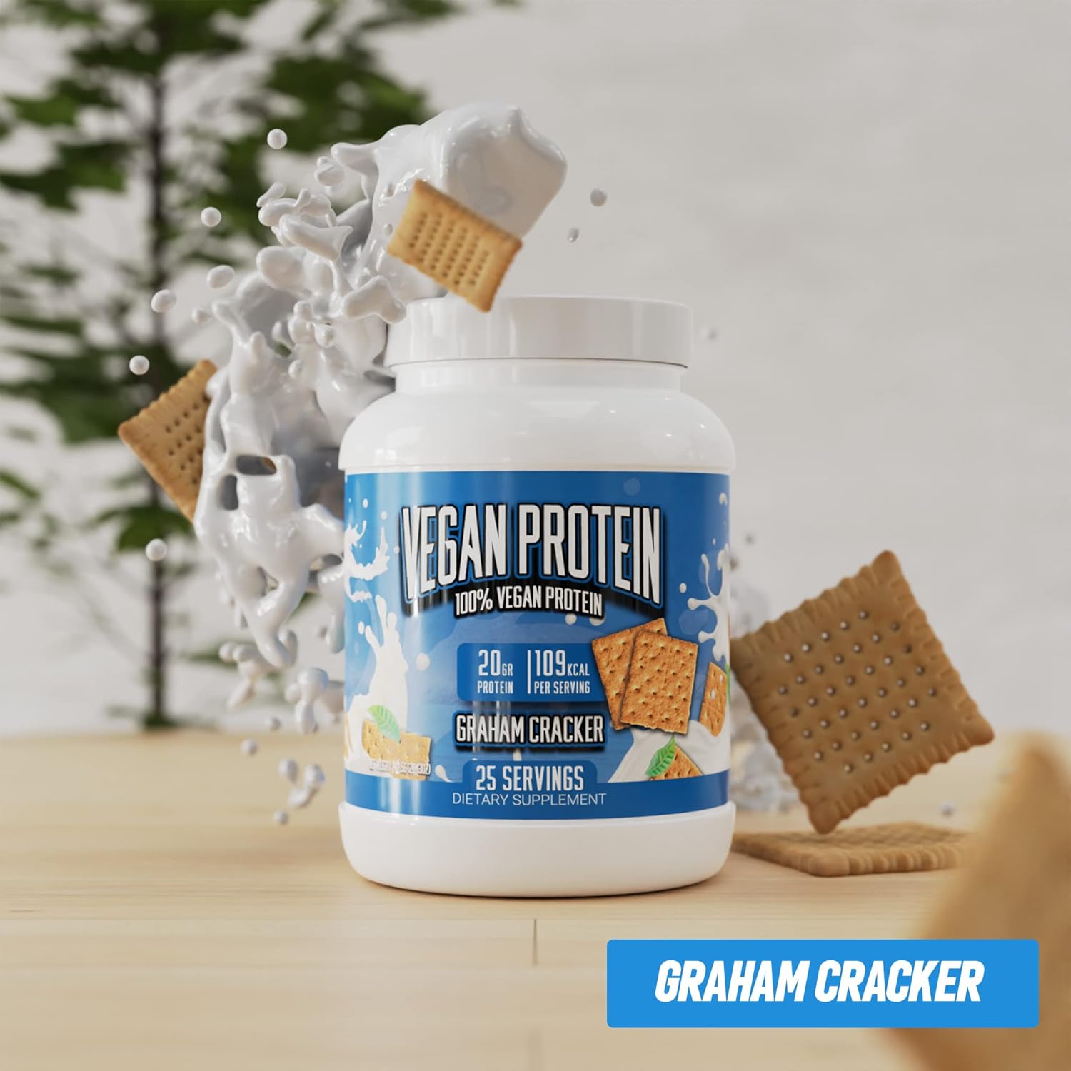 20g Vegan Protein Powder, Gluten Free & Non-GMO - Graham Cracker Flavor - Plant-Based Protein Supplement with Superior Benefits