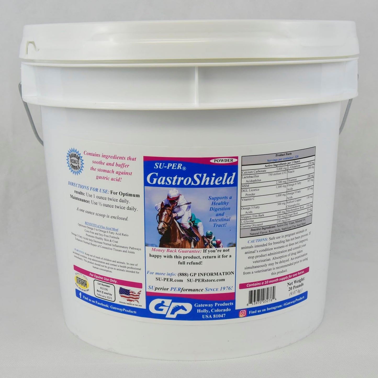 20lb SU-PER GastroShield Probiotics Powder for Horses - Digestion Supplement for Gastric Health - Supports Intestinal Tract - 10 Month Supply