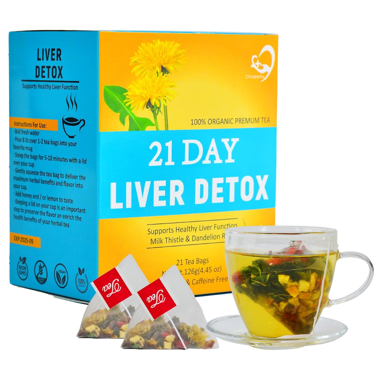 21 Day Milk Thistle Liver Detox Tea for Liver Cleanse with High Milk Thistle Seed and Licorice Root Content