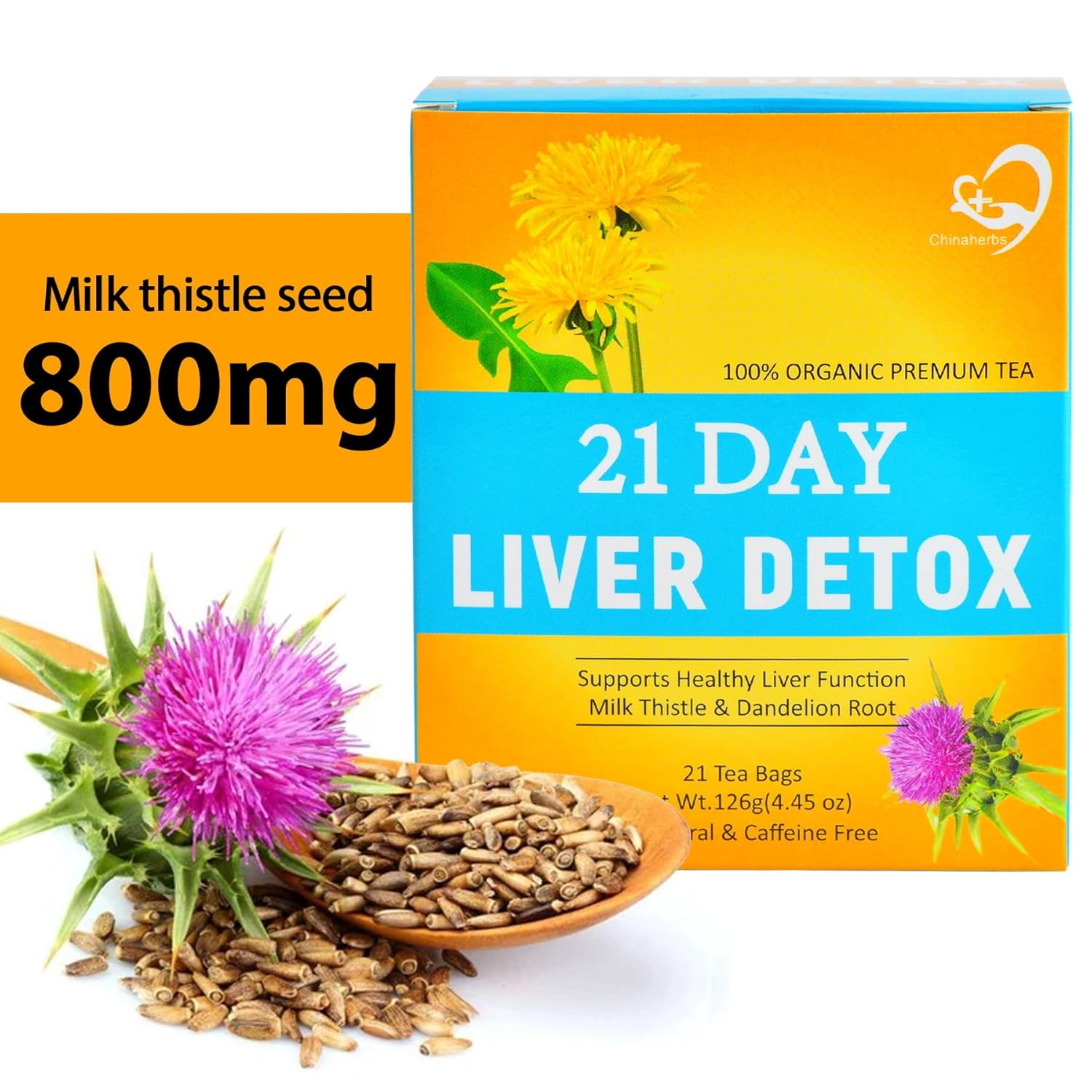 21 Day Milk Thistle Liver Detox Tea for Liver Cleanse with High Milk Thistle Seed and Licorice Root Content
