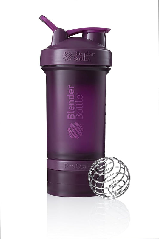 22-Ounce Plum BlenderBottle Shaker Bottle with Pill Organizer and Protein Powder Storage