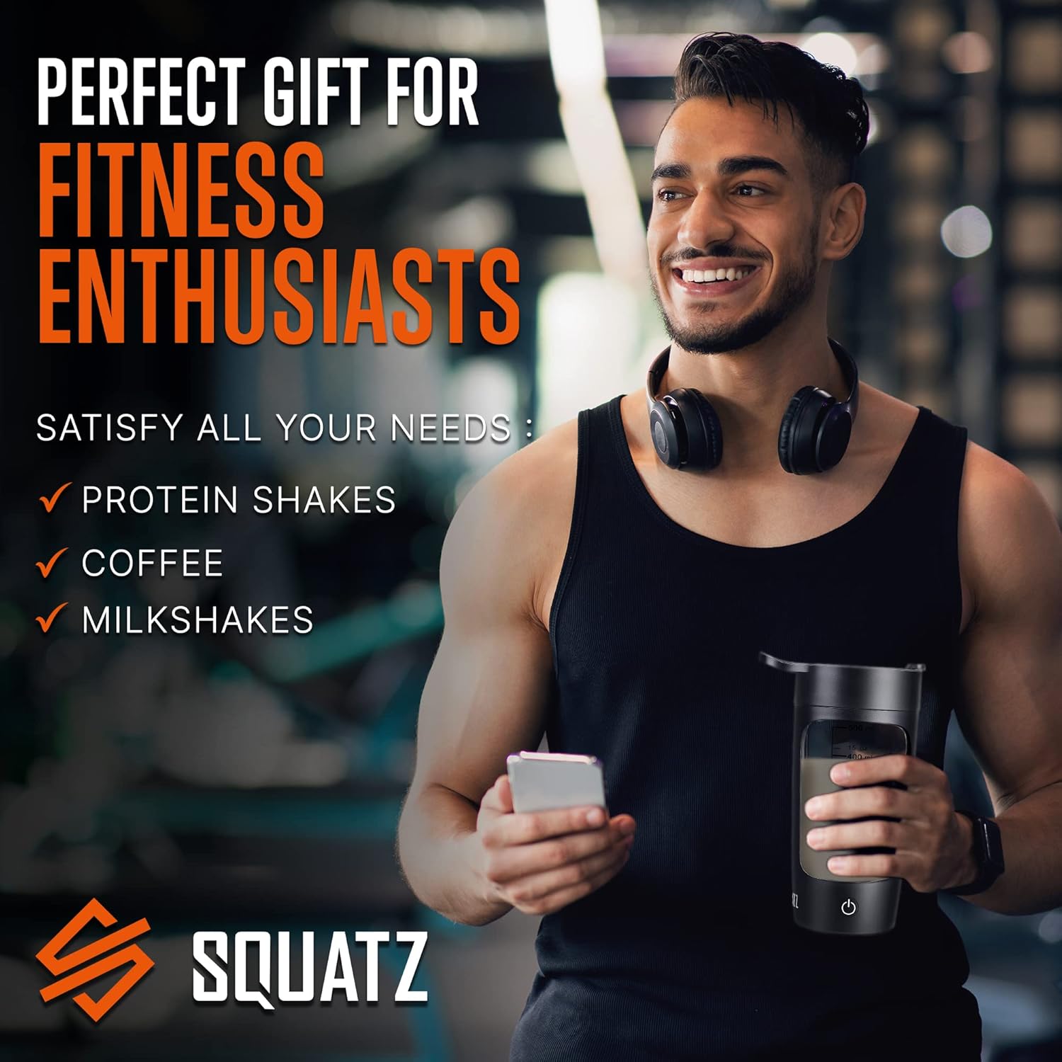 22 Oz Rechargeable Electric Shaker Bottle - Leak-proof Protein Shake Blender - Quick Smooth Drink in 15 Seconds - Ideal for Gym, Coffee, Milkshakes - Black