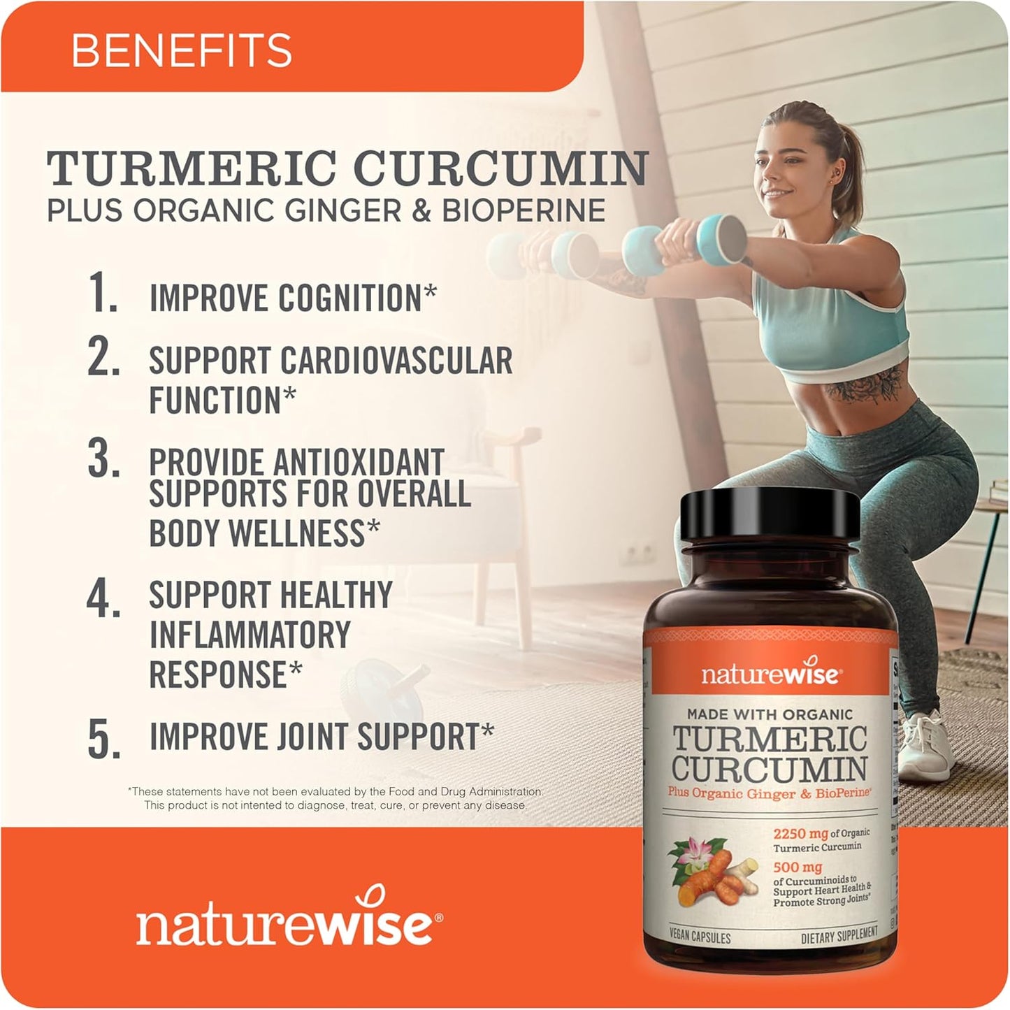 2250mg Curcumin Turmeric & 1200mg Flaxseed Oil Softgels for Joint, Heart & Immune Support - Omega 3 6 9 [1 & 2 Month Supply]