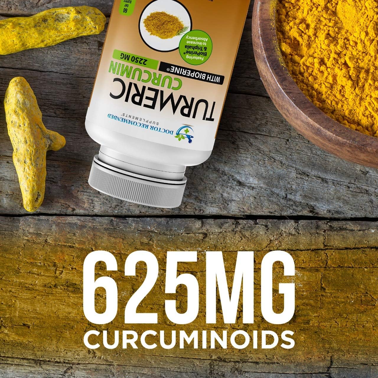 2250mg Turmeric Curcumin with Bioperine, Triphala, and Black Pepper Extract - 540 Veg Caps - Doctor Recommended Supplement