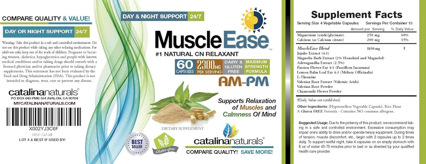 2300mg Maximum Strength Magnesium Glycinate Day/Night Relaxant - 60 Capsules by Catalina Naturals