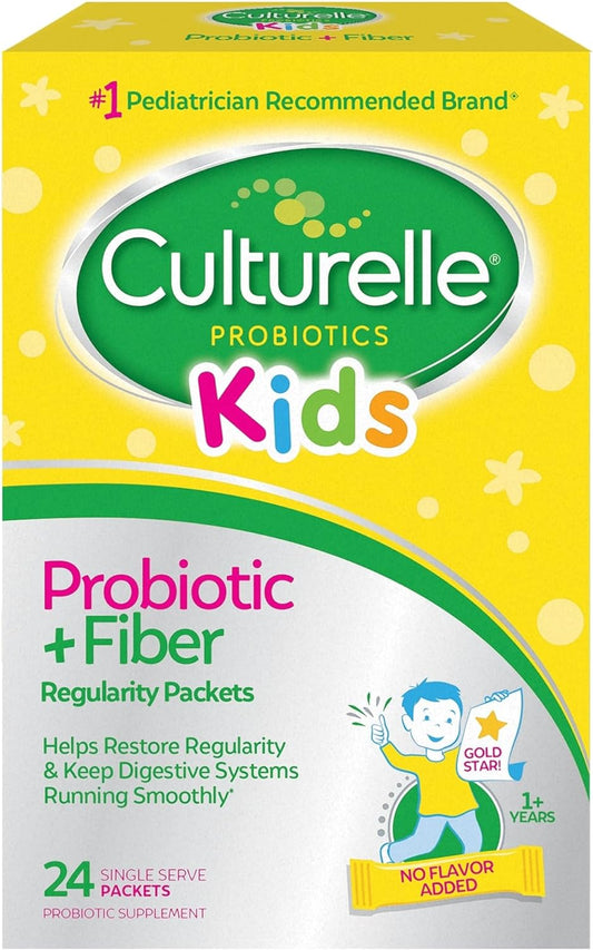 24 Count Culturelle Kids Probiotic + Fiber Packets for Digestive & Immune Health - Ages 1+, Promotes Regularity