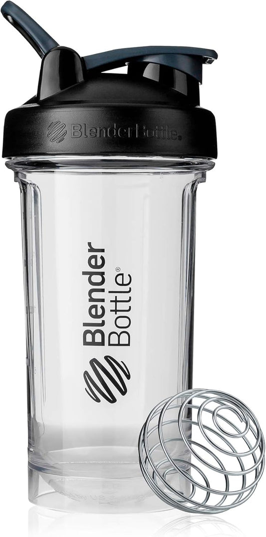 24-Ounce BlenderBottle Shaker Bottle Pro Series for Protein Shakes and Pre Workout - Black/Clear