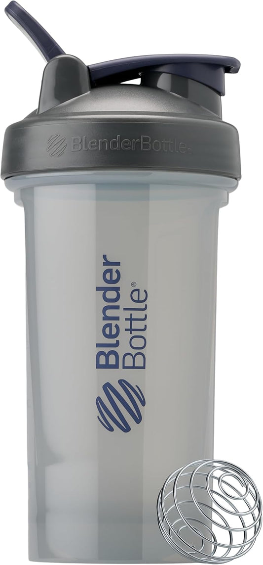 24-Ounce BlenderBottle Shaker Bottle Pro Series in Full-Color Grey for Protein Shakes and Pre Workout