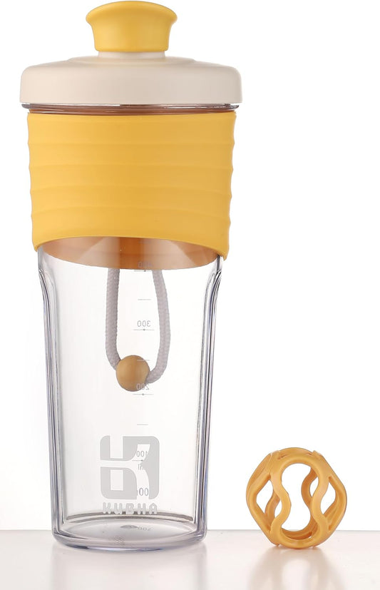 24-Ounce Kubha Shaker Bottle with Mixing Ball for Protein - Ideal for Workouts and Outdoor Activities - Clear Measurement Markings - Orange Color
