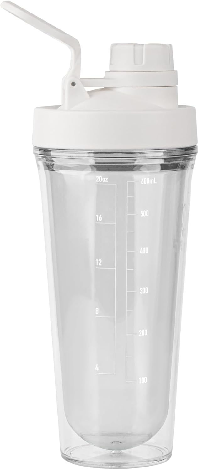 24 oz Cloud White Takeya Protein Shaker Bottle - BPA-Free, Leak-Proof Spout Lid, Dishwasher-Safe, Easy Carry for Gym