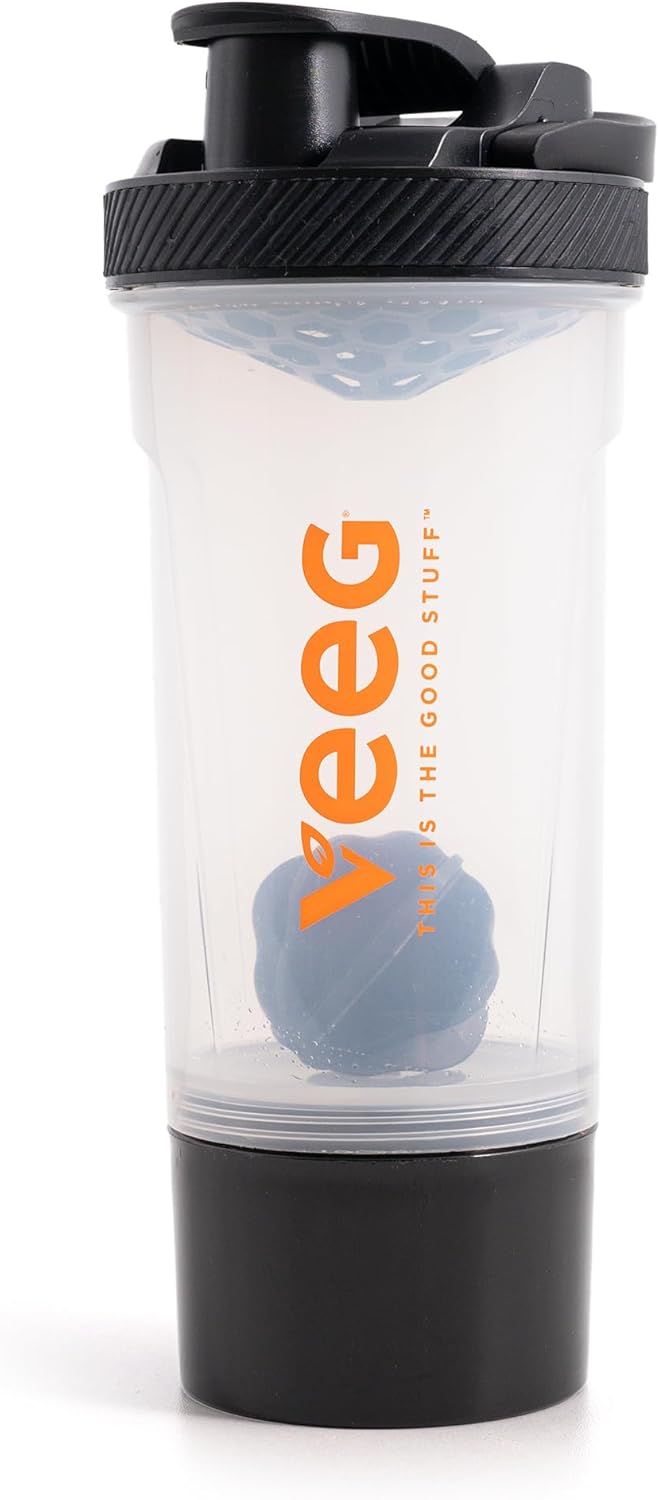 24 oz Veeg Fitness Shaker Bottle with Mixing Ball - Leak-Proof, Durable, BPA-Free Protein Shaker for Smooth Blends - Ideal for Protein Shakes, Pre-Workout, Gym, and Travel