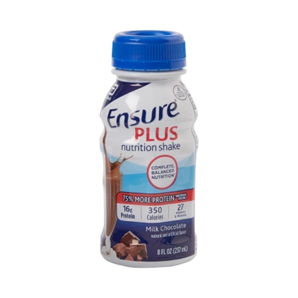 24-Pack Ensure Plus Creamy Milk Chocolate Shake 8 oz Bottles - Complete Balanced Nutrition Drink