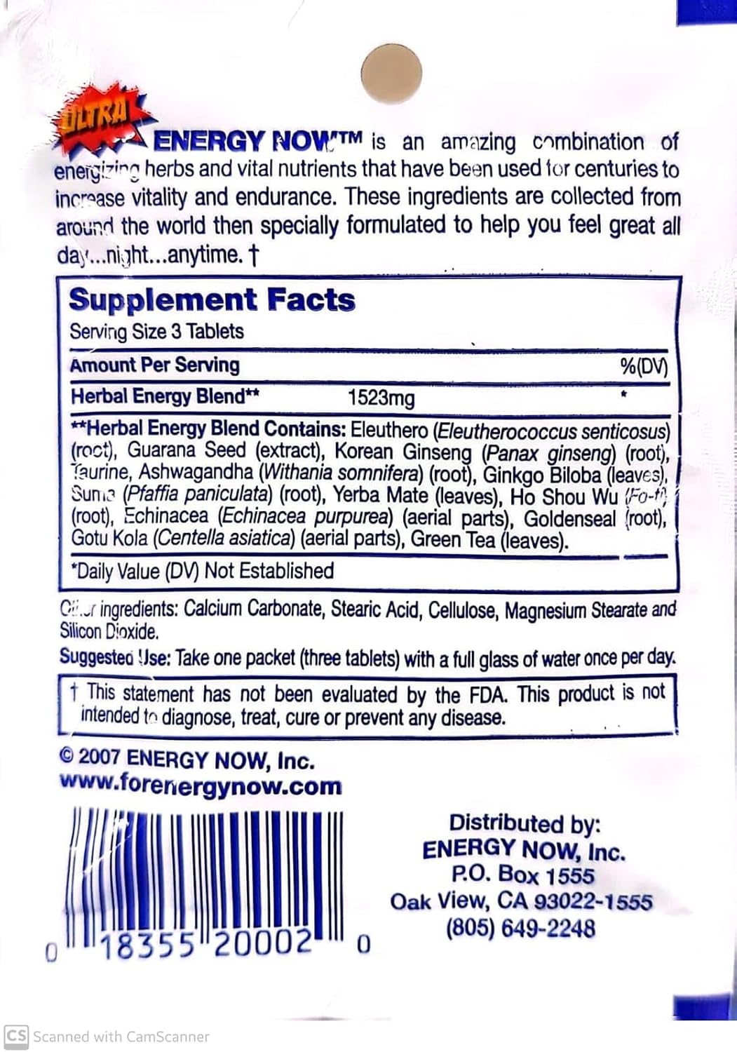 24 Packages of Handy Solutions Ultra Energy Now with 3 Tabs each