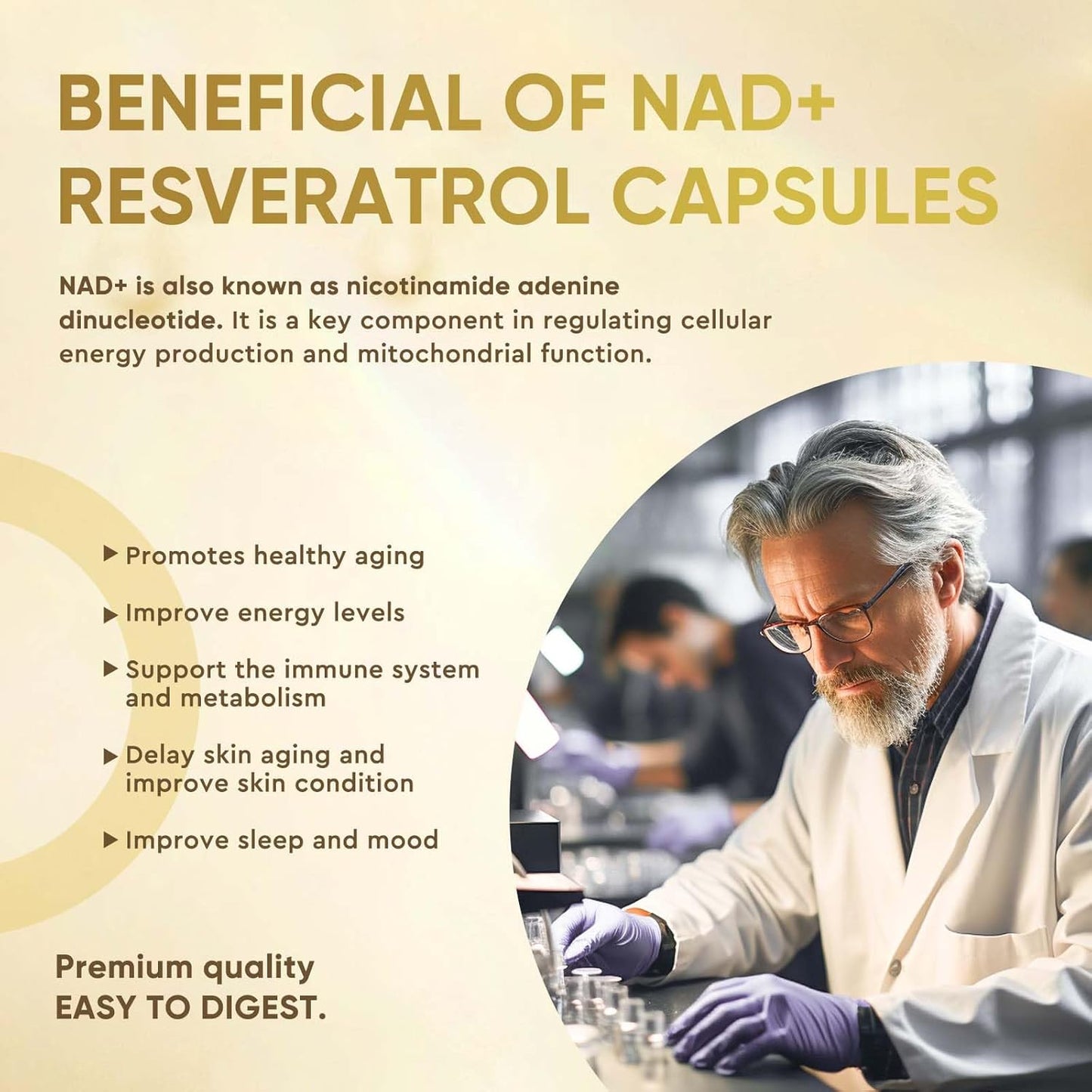 240 Capsule NAD+ Supplement 1000mg - Powerful Anti-Aging Formula with Resveratrol - Boosts Energy and Cellular Health