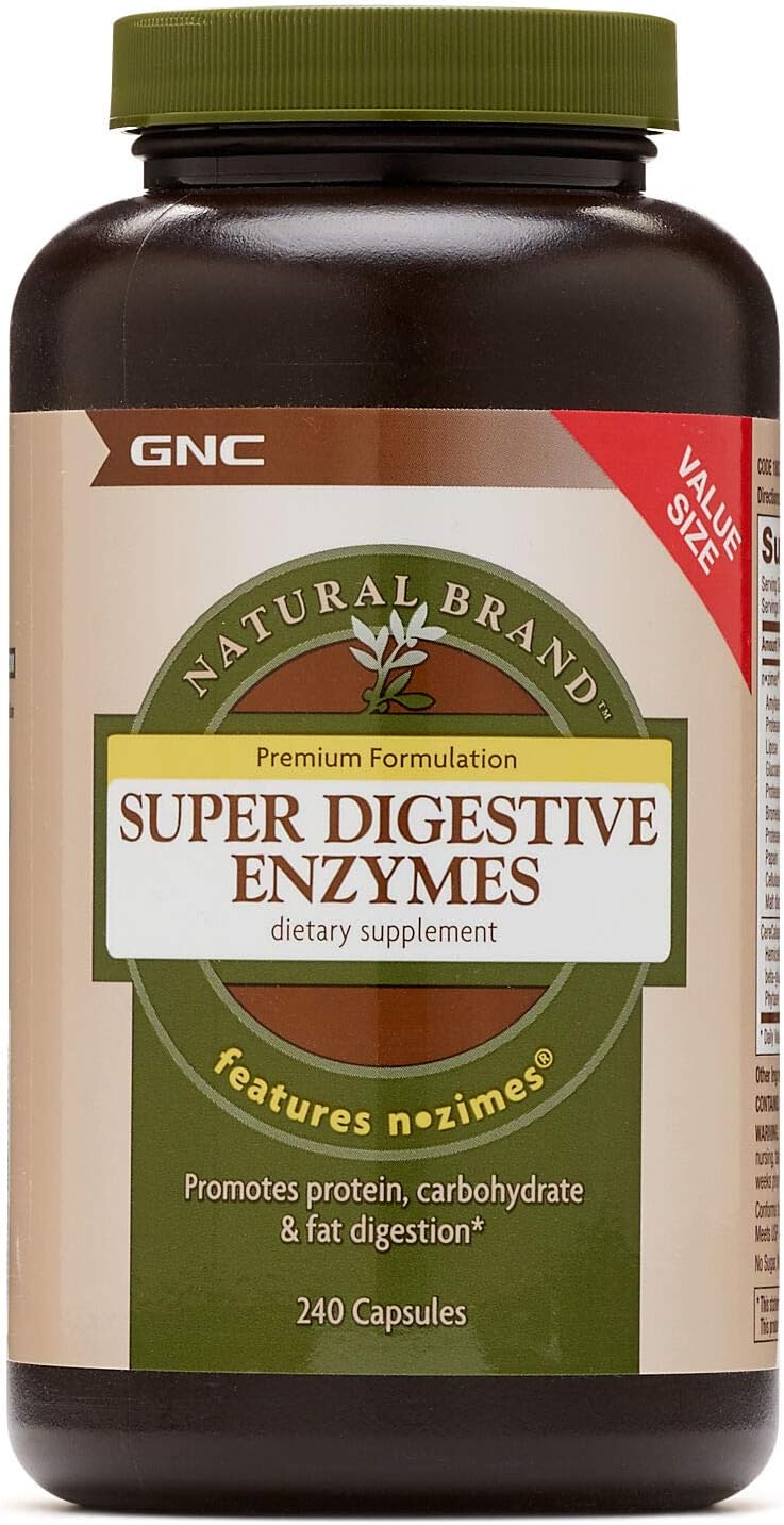 240 Capsules GNC Natural Brand Super Digestive Enzymes for Protein, Carbohydrate, and Fat Digestion Support