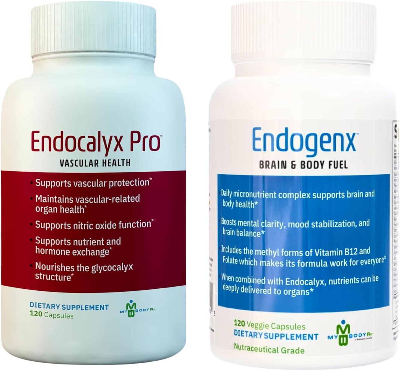 240 Capsules MYBODYRX Endocalyx Pro & Endogenx Health Essentials Combo: Advanced Vascular Protection, Nitric Oxide Support, and Comprehensive Multi-Vitamin Brain & Body Supplement