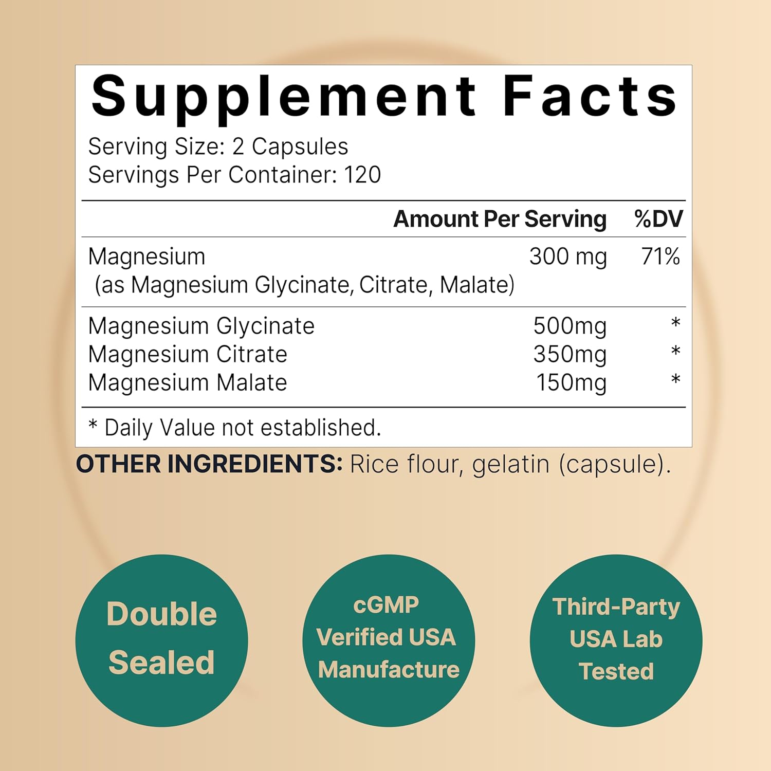 240 Capsules NatureBell Triple Complex Magnesium Supplement | 500mg Magnesium Glycinate with Citrate & Malate | Chelated & Purified for Bone, Heart, & Muscle Support | Non-GMO