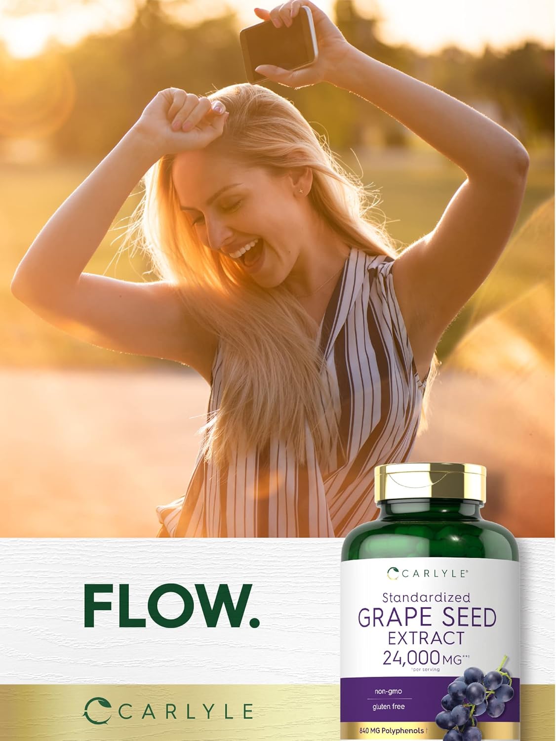 240 Capsules of Carlyle Grape Seed Extract 24,000 mg Equivalent | Powerful Standardized Extract | Non-GMO, Gluten Free | Maximum Strength Formula