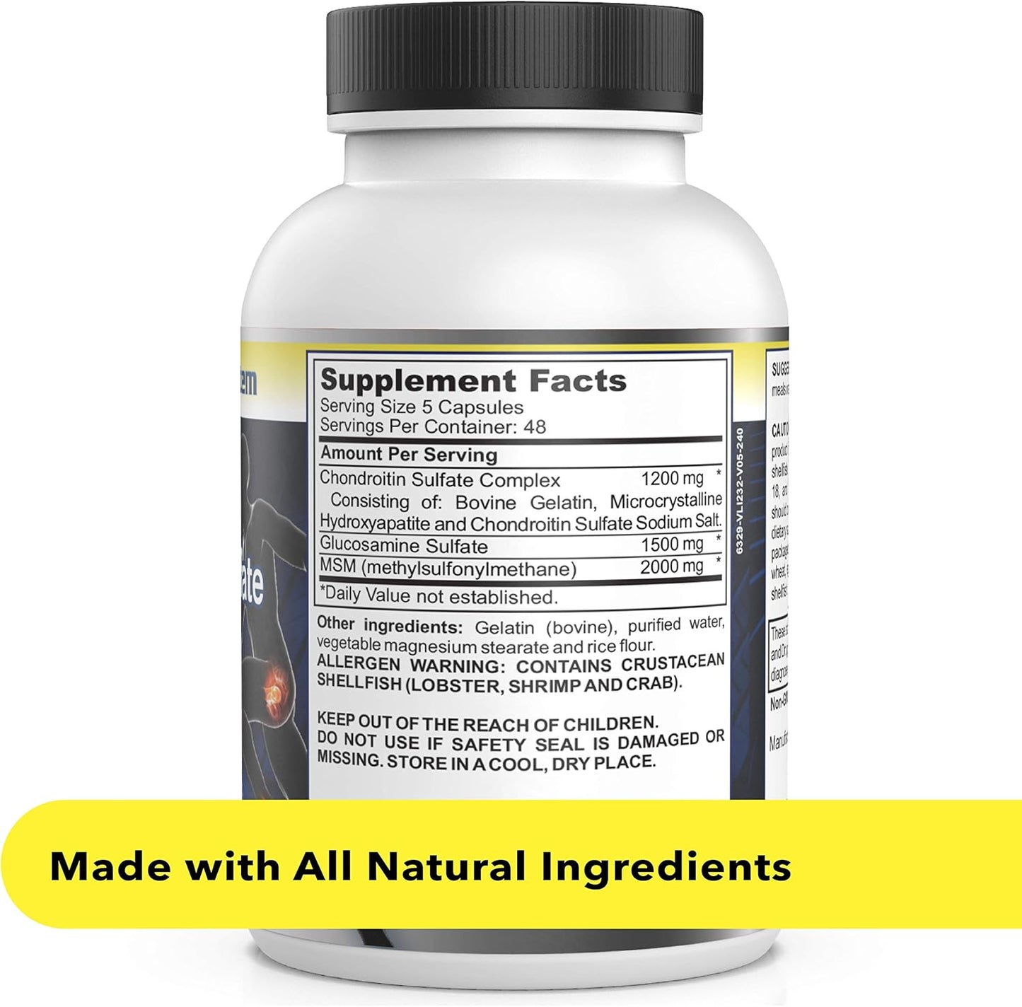 240 Capsules of Joint Support & Discomfort Relief with Glucosamine, Chondroitin, and MSM for Healthy Joints & Bones