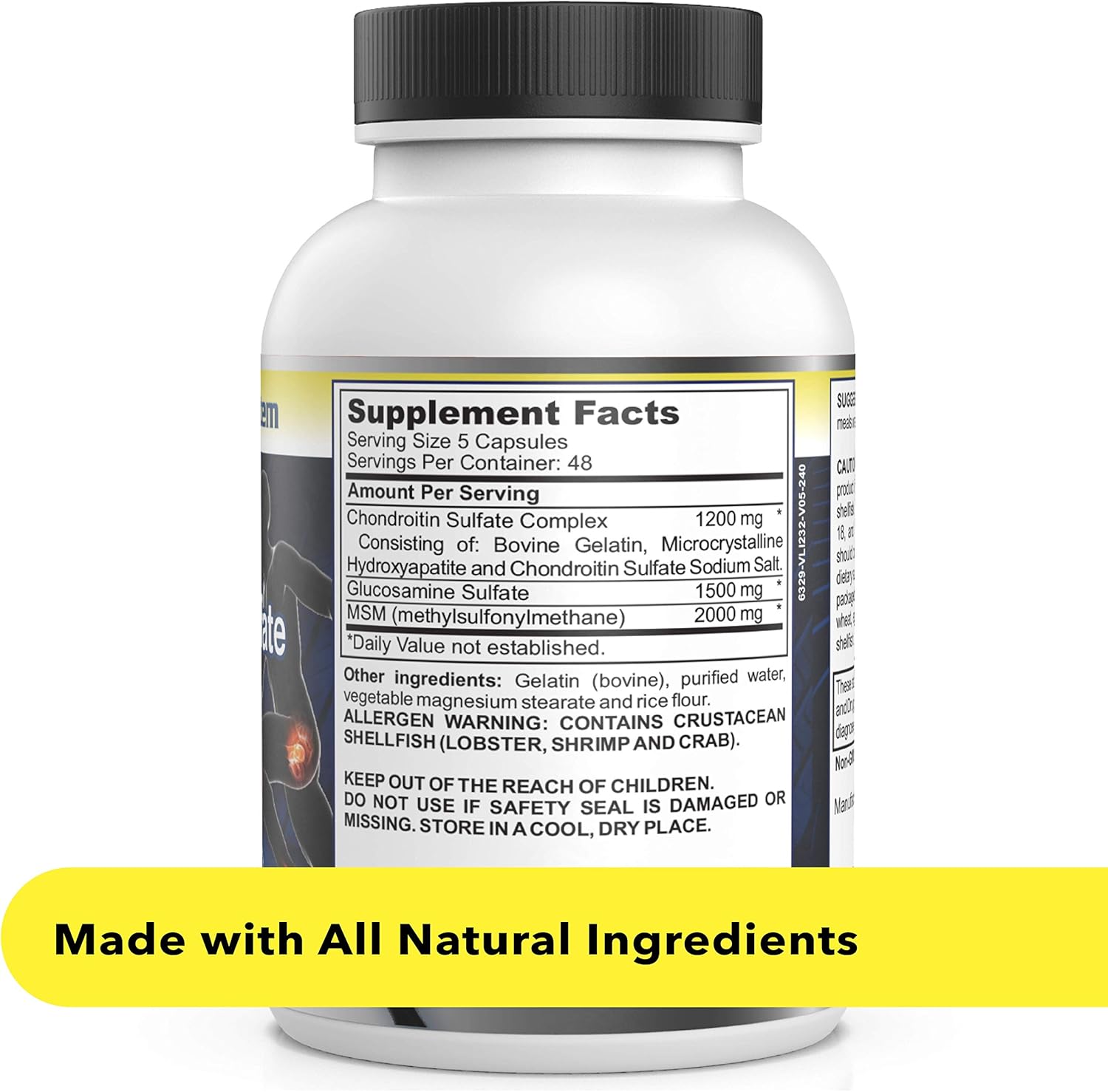 240 Capsules of Joint Support & Discomfort Relief with Glucosamine, Chondroitin, and MSM for Healthy Joints & Bones