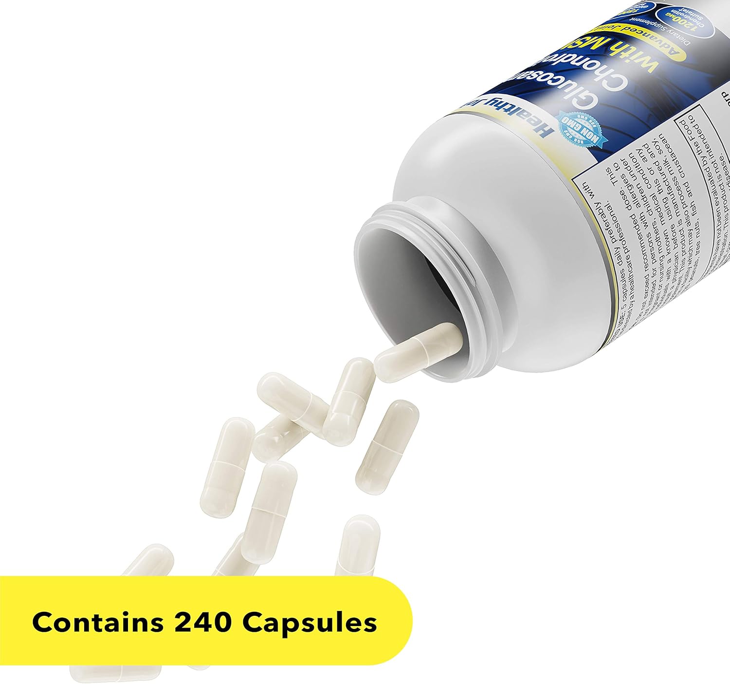 240 Capsules of Joint Support & Discomfort Relief with Glucosamine, Chondroitin, and MSM for Healthy Joints & Bones