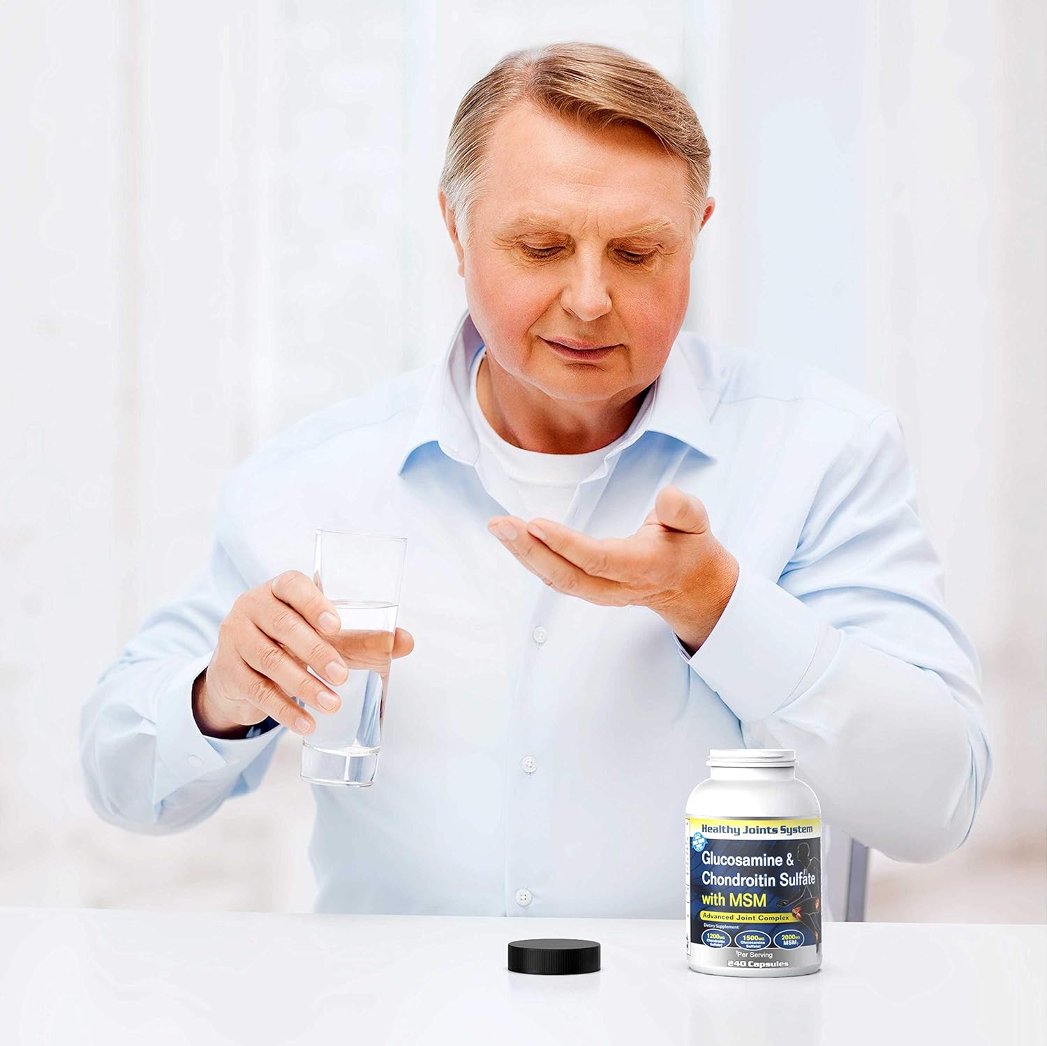 240 Capsules of Joint Support & Discomfort Relief with Glucosamine, Chondroitin, and MSM for Healthy Joints & Bones