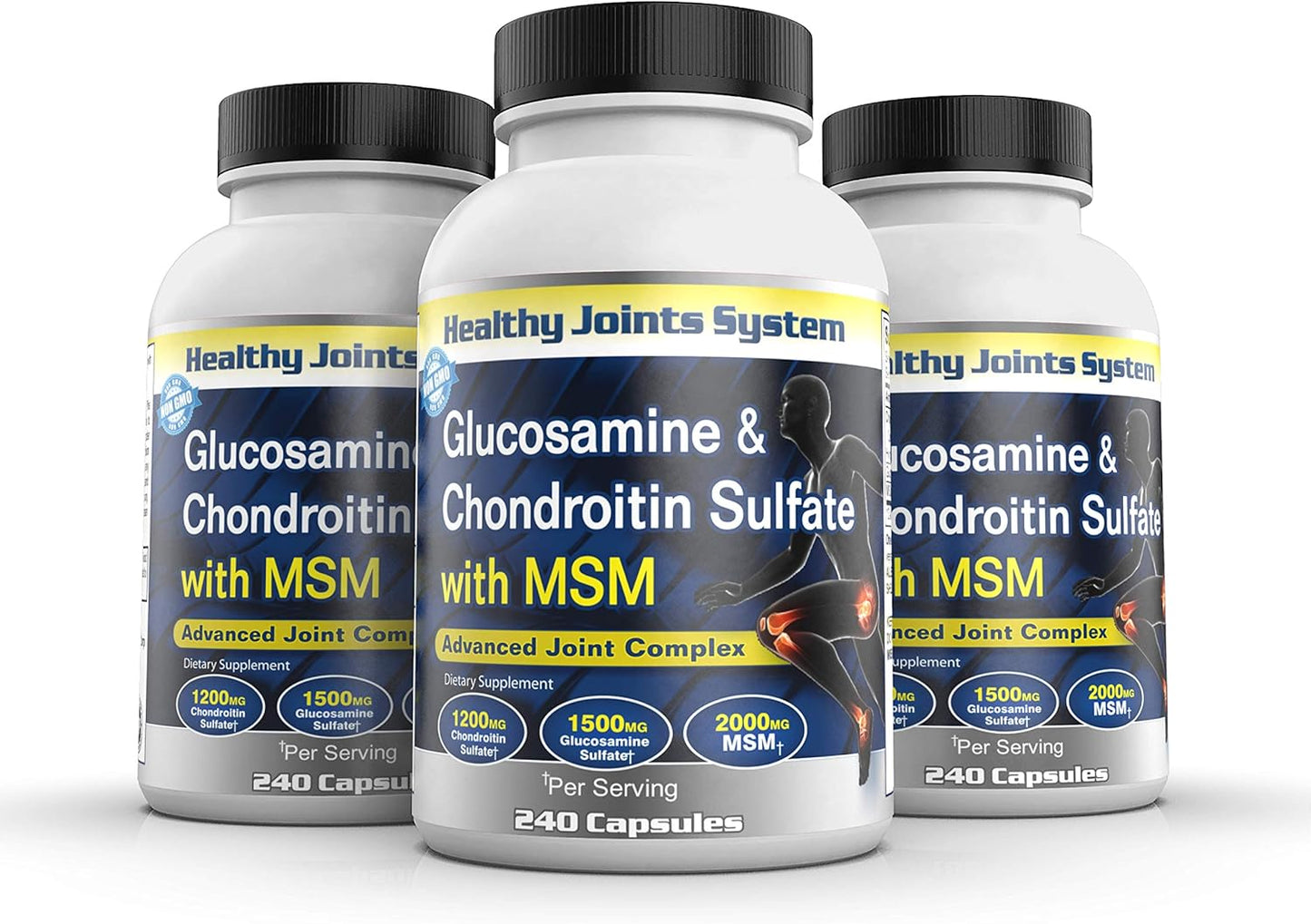 240 Capsules of Joint Support & Discomfort Relief with Glucosamine, Chondroitin, and MSM for Healthy Joints & Bones