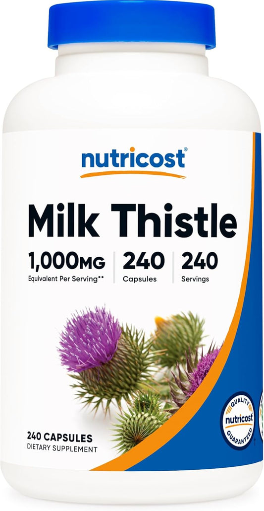 240 Capsules of Nutricost Milk Thistle 1,000mg Equivalent - Vegan, Non-GMO, Gluten Free - 4:1 Extract (250mg)
