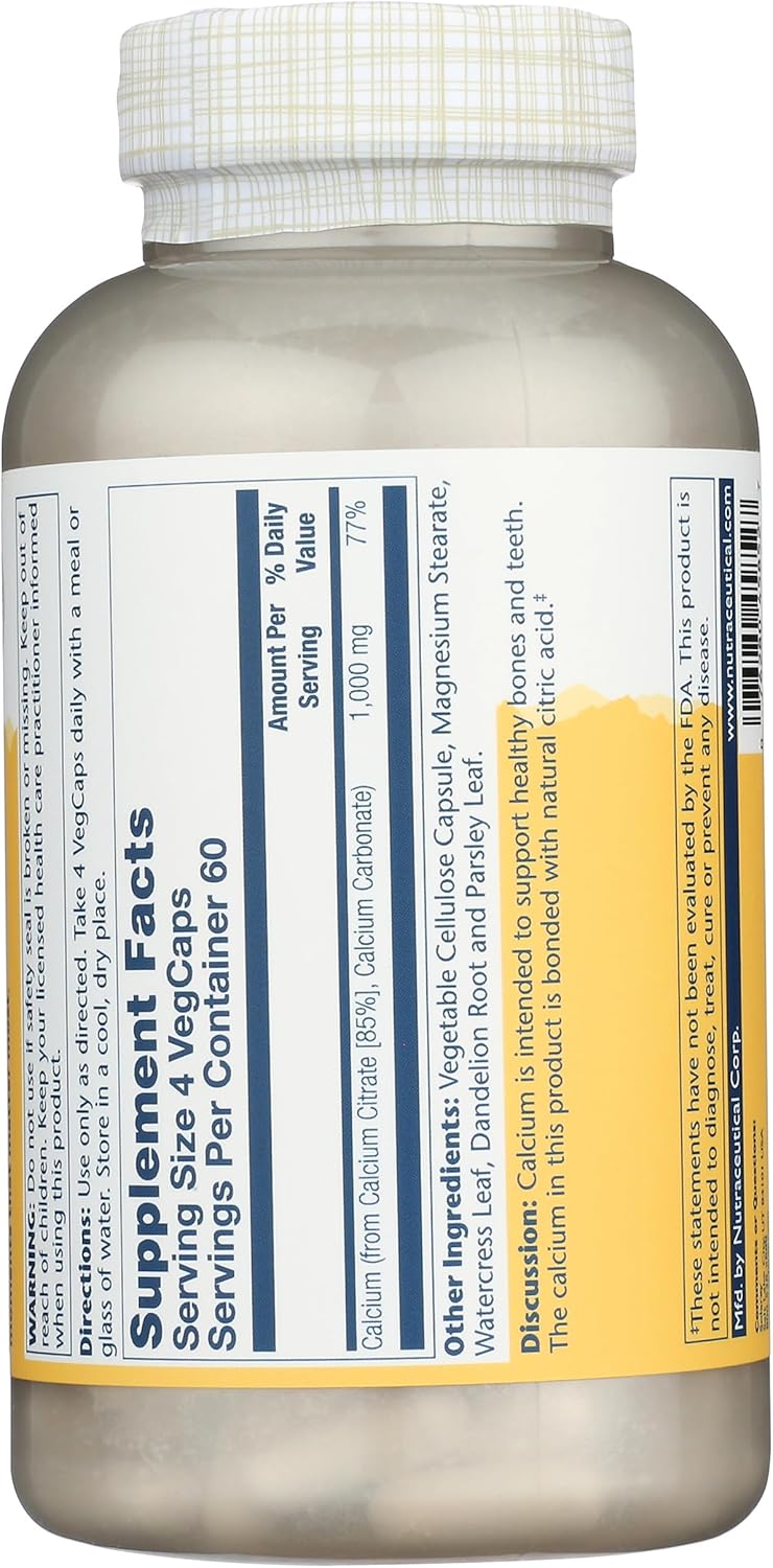 240 Capsules of Solaray Calcium Citrate in a 0.75 Bottle for Bone Health