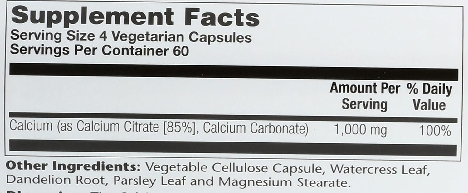 240 Capsules of Solaray Calcium Citrate in a 0.75 Bottle for Bone Health