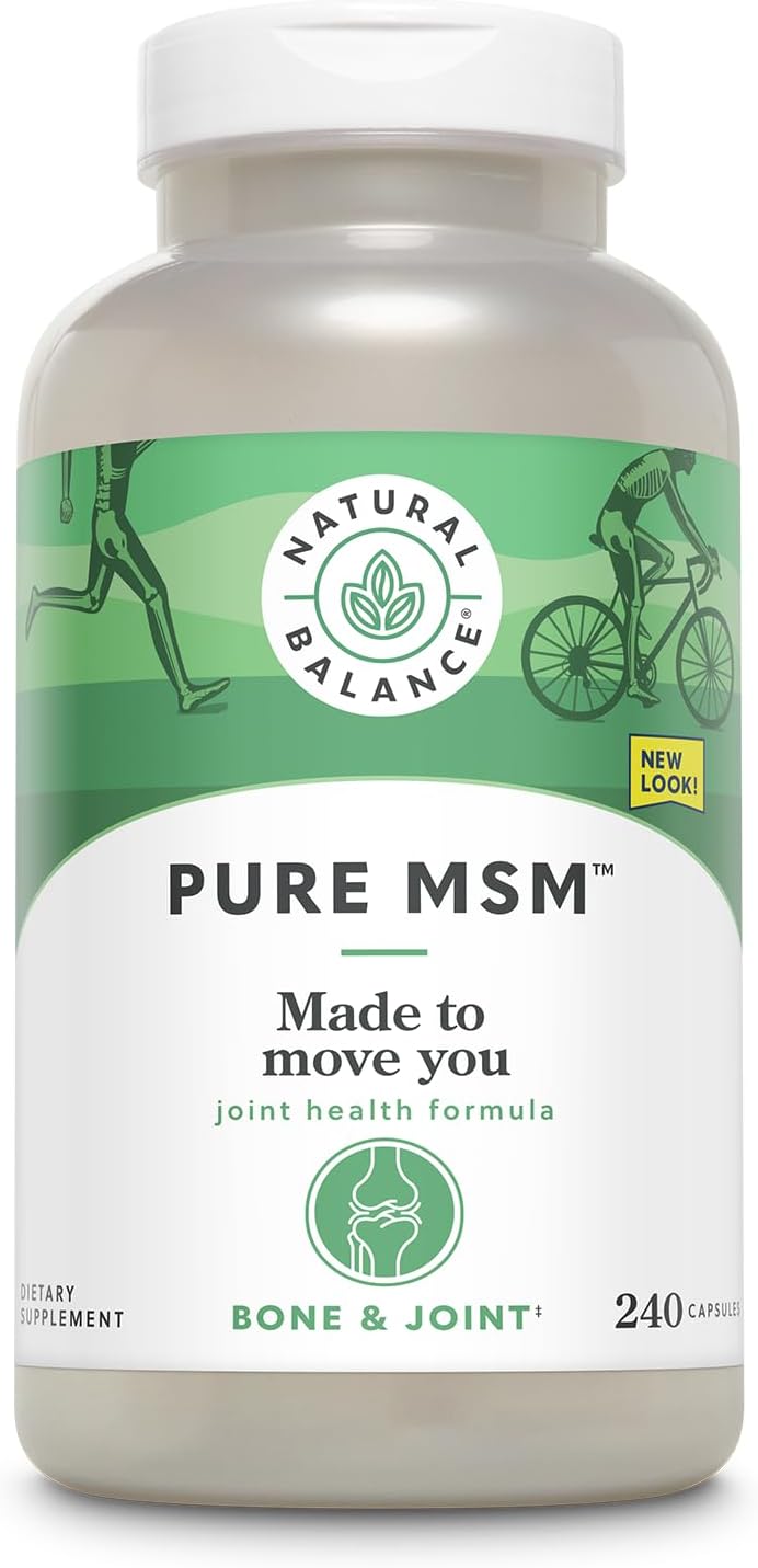 240 Count Natural Balance Pure MSM Capsules for Joint Comfort, Collagen & Keratin Production | Sulfur Supplement for Healthy Joints