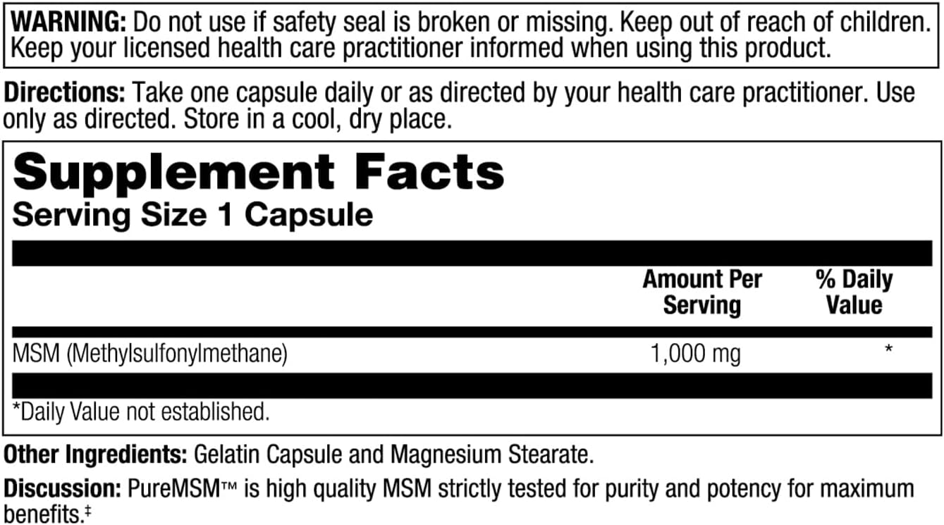 240 Count Natural Balance Pure MSM Capsules for Joint Comfort, Collagen & Keratin Production | Sulfur Supplement for Healthy Joints