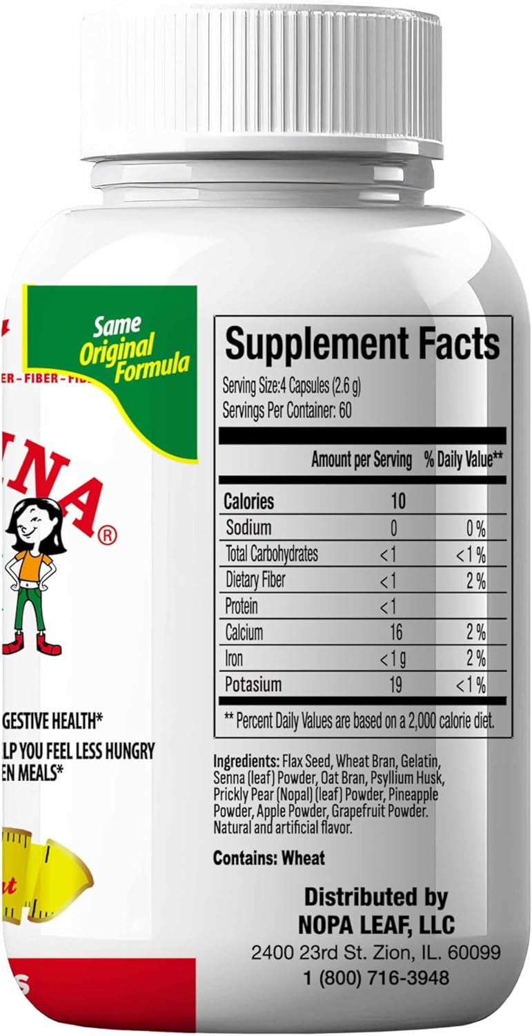 240 Nopalina Flax Seed Fiber Capsules - Natural Source of Fiber for Digestive Health
