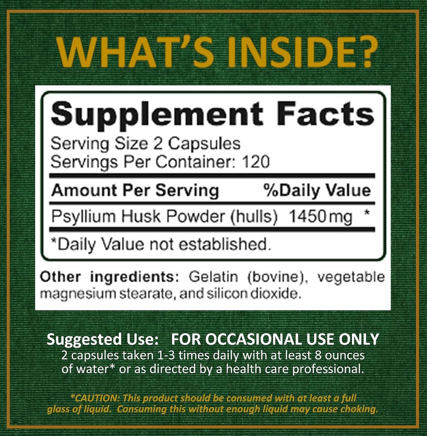 240 Potent Garden Psyllium Husk Capsules - Natural Soluble Fiber Supplement for Digestion & Regularity