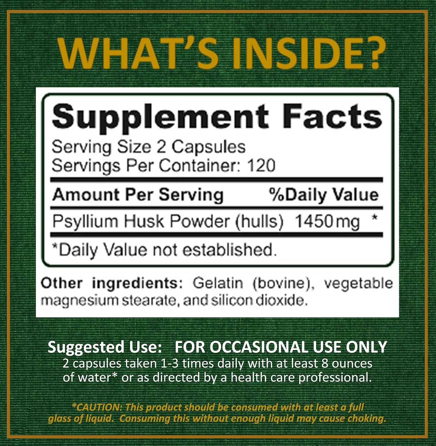 240 Potent Garden Psyllium Husk Capsules - Natural Soluble Fiber Supplement for Digestion & Regularity