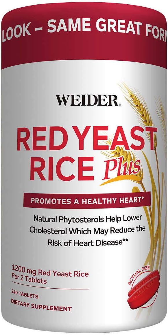 240 Tablets Weider Red Yeast Rice Plus 1200 mg for Heart Health and Cholesterol Support