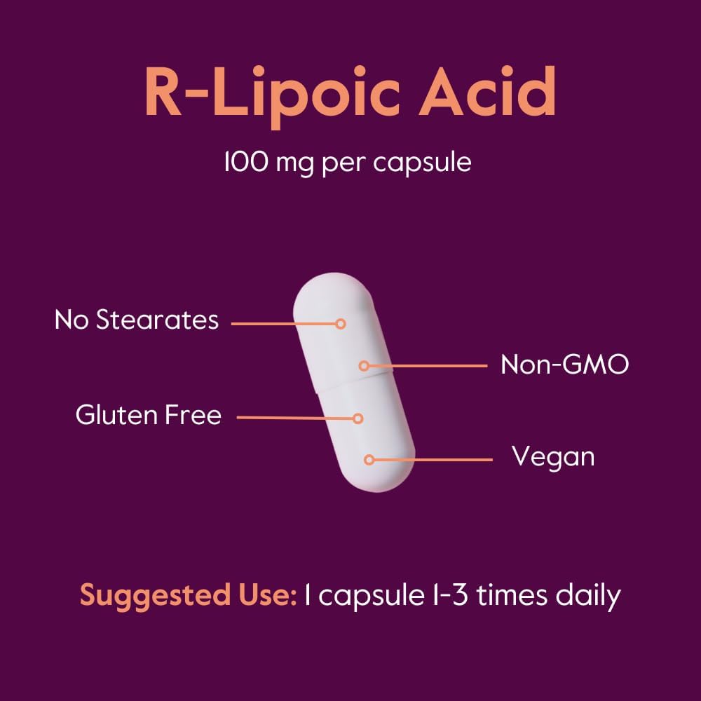 240 Vegetarian Capsules of Bestvite R-Lipoic Acid 100mg with Bio-Enhanced® Na-RLA - Vegan, Non-GMO, Gluten Free - Pack of 2 (120 Capsules Each)
