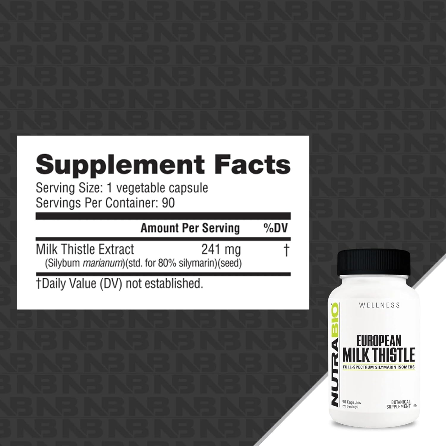 241mg European Milk Thistle Supplement for Antioxidant Support - 90 Capsules by NutraBio