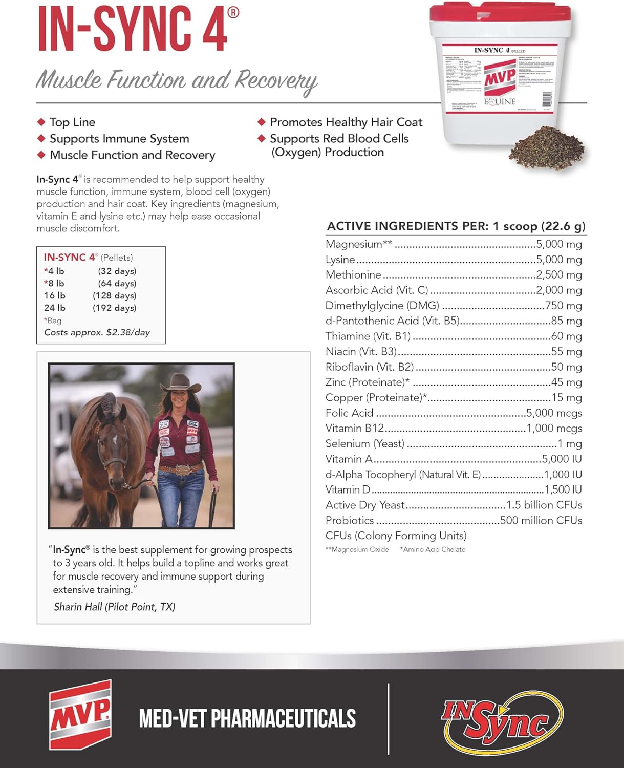 24lb MVP in-Sync Supplement with Natural Vitamin E for Equine Muscle Health and Recovery