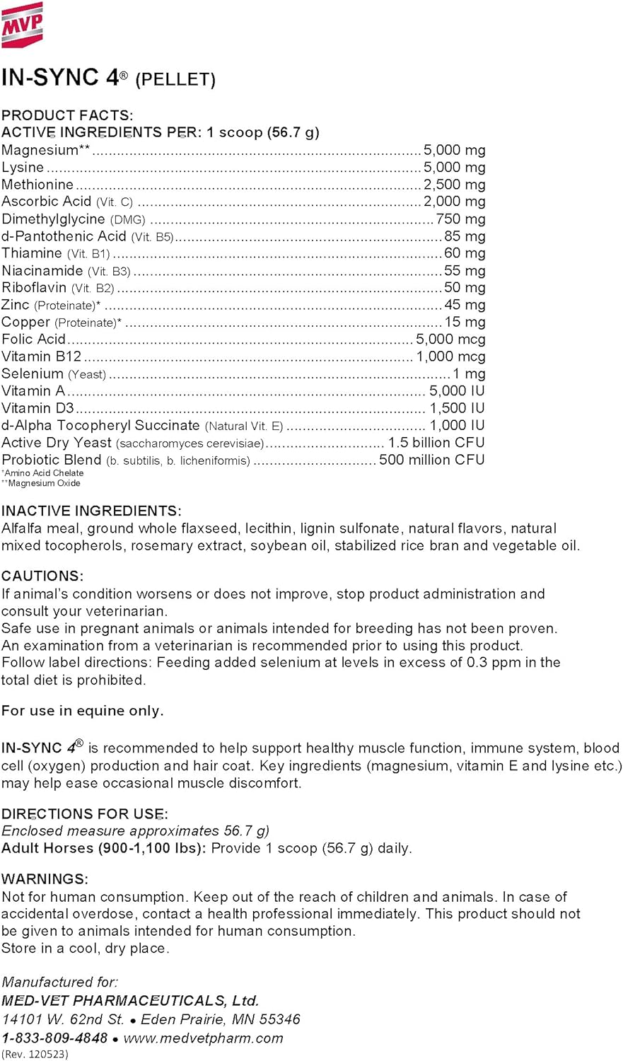 24lb MVP in-Sync Supplement with Natural Vitamin E for Equine Muscle Health and Recovery