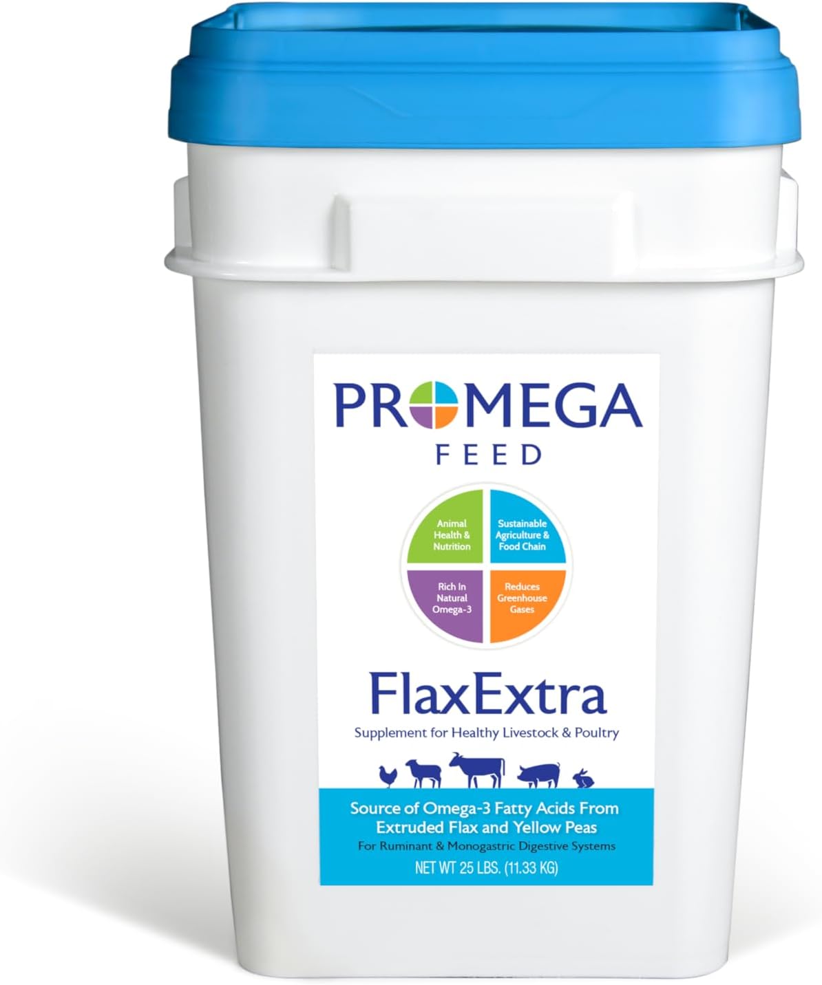 25 lb Bucket of Promega Feed Flax Supplement for Livestock with Extra Omega-3 Fatty Acids