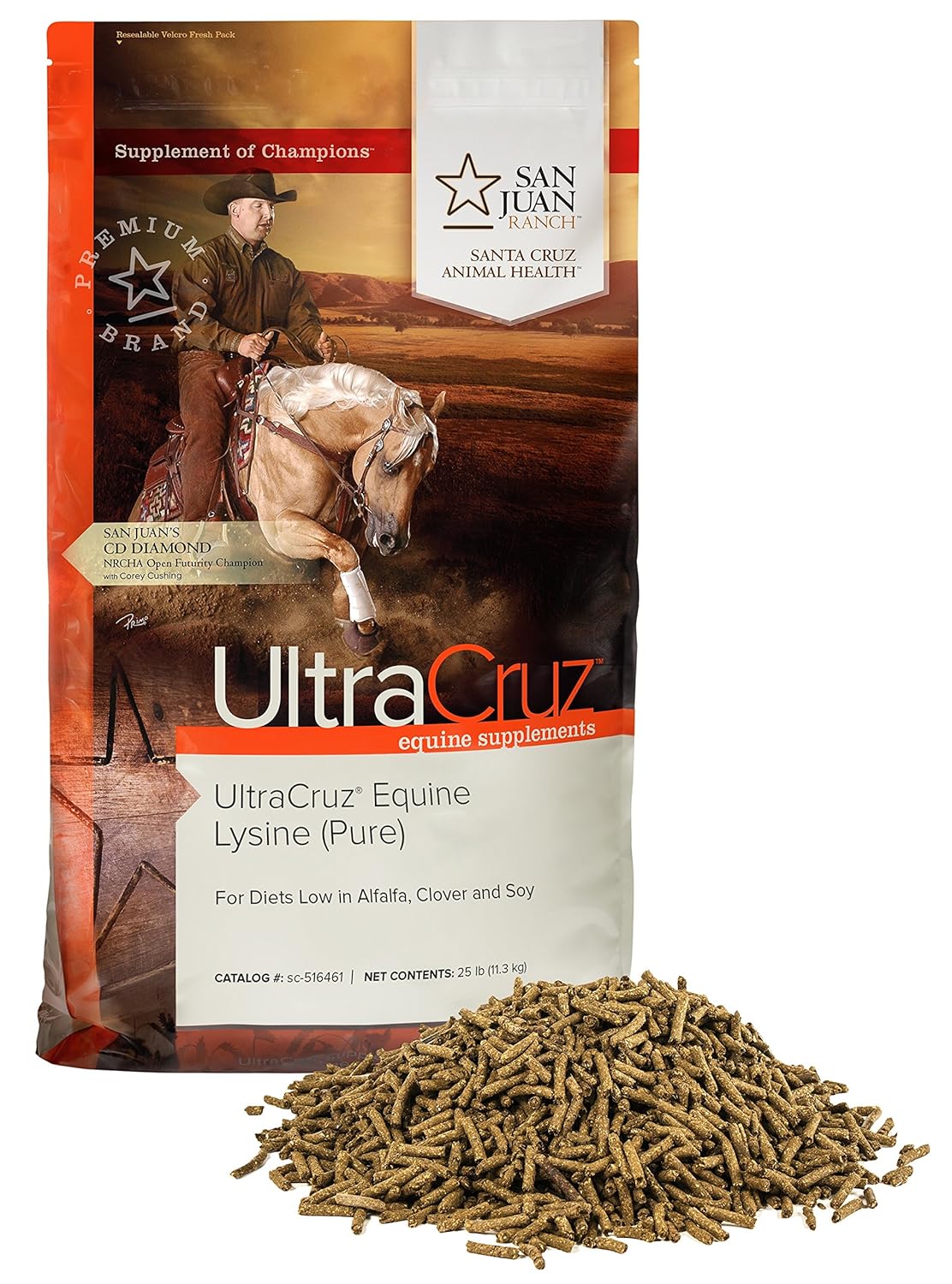 25 lb Pellet UltraCruz Equine Lysine Supplement: 200 Day Supply