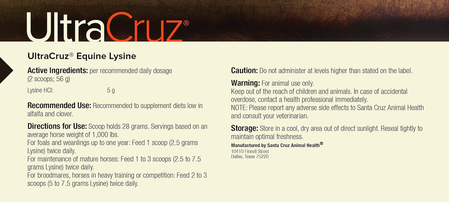25 lb Pellet UltraCruz Equine Lysine Supplement: 200 Day Supply